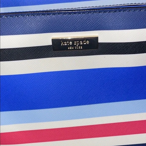 •KATE SPADE•RED/WHITE/BLUE/BLACK STRIPED LAUREL WAY DALLY MEDIUM ZIP TOP TOTE